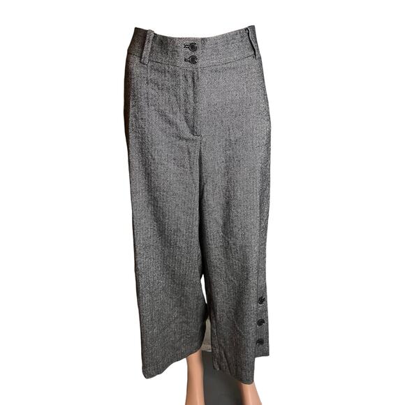 Talbots New With Tag Cropped Wide Leg Pants 12 Herringbone Wool Blend Preppy - Picture 1 of 7